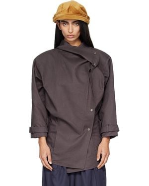 OPEN YY Drop Collar Half Trench Jacket - Brown