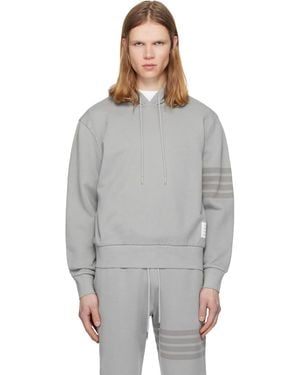 Thom Browne Solid Loopback Overdyed 4-Bar Hoodie - Grey