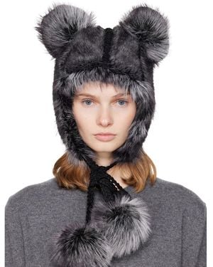 Anna Sui Ssense Exclusive & Faux Fur Teddy Bear Hat - Gray