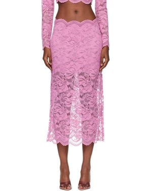 Rabanne Lace Midi Skirt - Pink