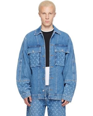Marine Serre Denim Trucker Jacket - Blue