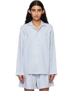 Tekla Off- & Poplin Long-Sleeved Pajama Shirt - White