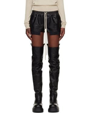 Rick Owens Temple Fog Leather Shorts - Black