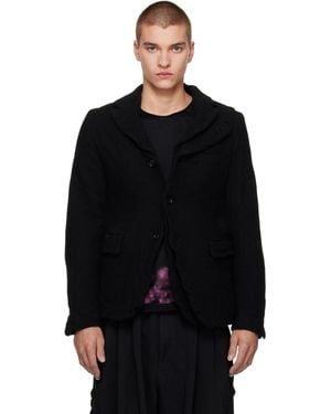 COMME DES GARÇON BLACK Top Wool Tweed Medium Blazer - Black