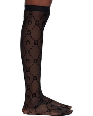 Marine Serre Moonogram Mesh Flock Long Socks - Black