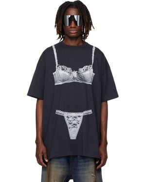 VAQUERA T-Shirt Noir À Imprimés Trompe L'Œil - Bleu