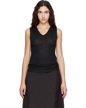 Lauren Manoogian Fine High V Shell Top - Black