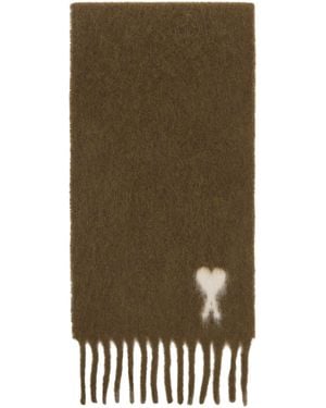 Ami Paris Alpaca Ami De Coeur Scarf - Green