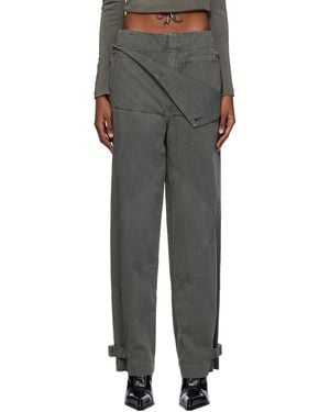 Dion Lee Grey Belted Shell Trousers - Black