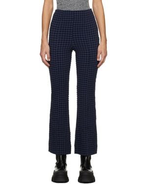 Ganni Gingham-check Straight-leg Trousers - Blue