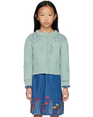 Stella McCartney キッズ｜ブルー ラウンドネック カーディガン - グリーン