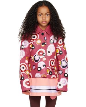 Marni キッズ｜ピンク フローラル レザージャケット - レッド