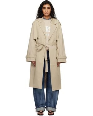 Anine Bing Taupe Rickie Maxi Trench Coat - Blue