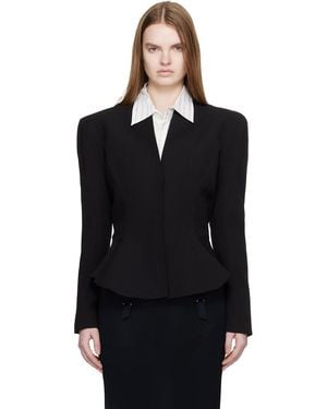 Mugler Flared Wool Jacket - Black