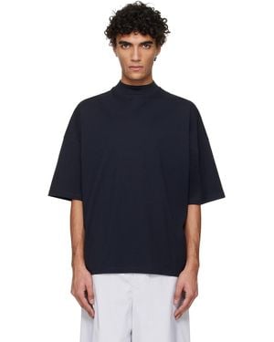 Jil Sander Cotton Mock-Neck T-Shirt - Blue