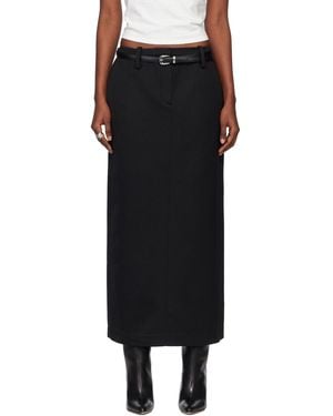 Tonywack Low-Waisted Wool-Twill Belted Maxi Skirt - Black
