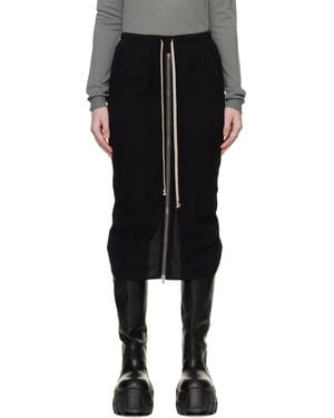 Rick Owens Temple Zipped Short Pillar Midi Skirt - Black