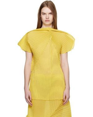 Issey Miyake Generic Stripes Machine Pleats Blouse - Yellow
