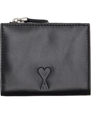 Ami Paris Cowhide Leather 'Voulez-Vous' Folded Wallet - Black