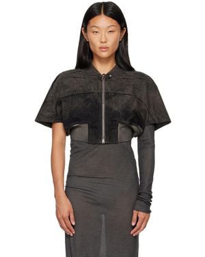 Rick Owens Blouson Aviateur Gris À Épaules Tatlin - Noir