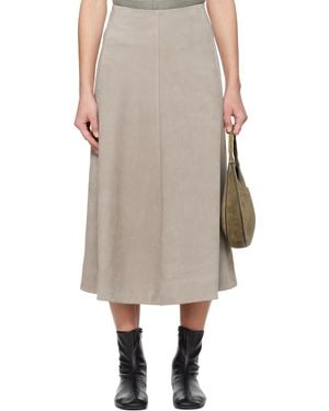Rier Crust Suede Midi Skirt - Natural