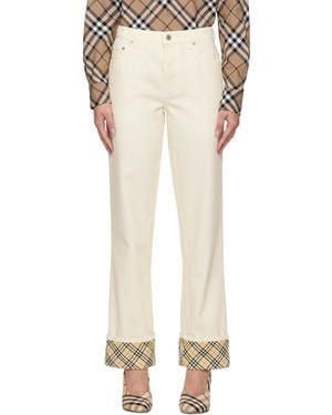Burberry オフホワイト ロールアップ ジーンズ - ナチュラル
