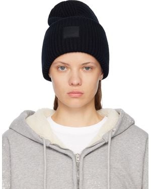Acne Studios Large Face Logo Beanie - Blue