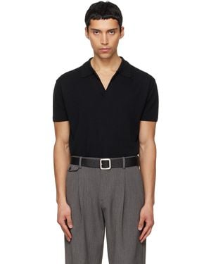 Tonywack Silk Cashmere Open Collar Knit Polo - Black