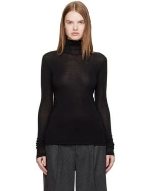 AURALEE Super High Gauge Sheer Rib Turtleneck - Black