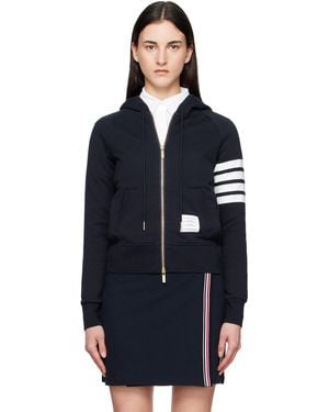 Thom Browne Classic Loopback 4-Bar Zip Hoodie - Blue