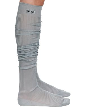 Miu Miu Silk Ribbed Socks - Multicolour