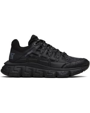 Versace Baskets Trigreca Noires À Motif Barocco En Jacquard