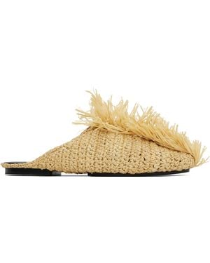 Jil Sander Raffia Slippers - Black