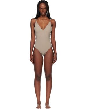 Rick Owens Taupe Temple Deep V Bather Swimsuit - Black