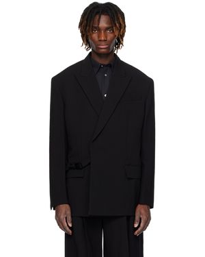 Juun.J Wool Nylon Strap Blazer - Black