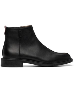 HUGO Leather Logo Trim Boots - Black
