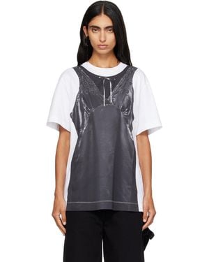 Simone Rocha Patchwork Satin Trompe L'Oeil Print T-Shirt - Blue