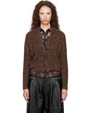 R13 Cardigan Brun En Tricot Côtelé À Ourlet Fuselé - Marron