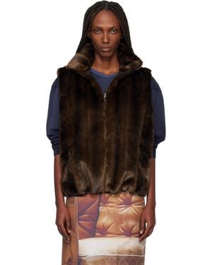 Conner Ives Faux-Mink Vest - Black