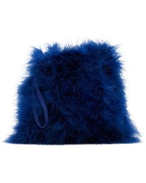 Yves Salomon Pochette Bleue En Plumes