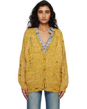 R13 Distressed Oversized Cardigan - Orange