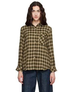 Wales Bonner Brushed Overcheck Ritual Shirt - Green