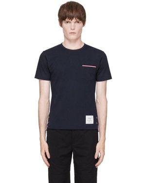 Thom Browne Jersey Rwb Stripe Pocket T-Shirt - Black