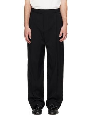Bottega Veneta Wool Faille One Pleat Wide Leg Trousers - Black