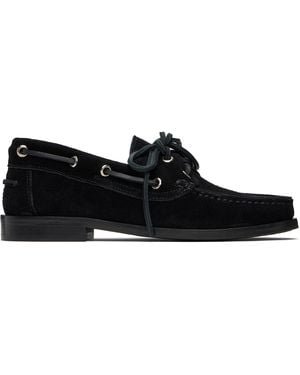 Aeyde Harris Suede Boat Shoes - Black