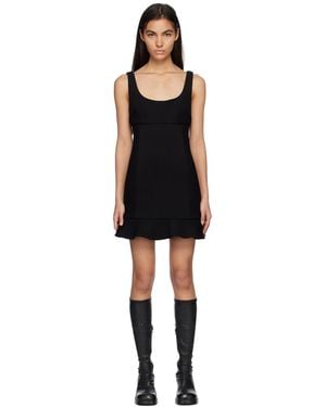 MSGM Black Ruffled Edge Mini Dress