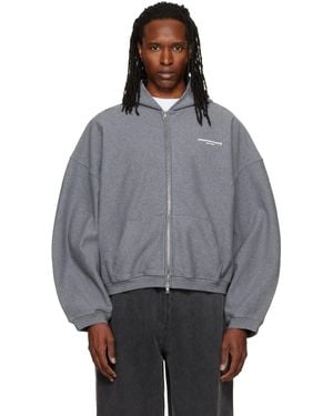 Alexander Wang Logo Print Oversized Zip Up Hoodie - Gray