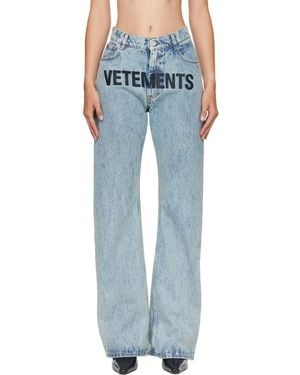 Vetements Embroidered Logo O-Leg Jeans - Blue