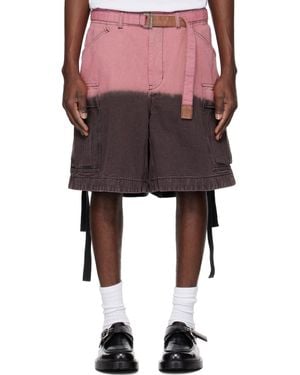 Sacai Garment-Dyed Denim Cargo Shorts - Red