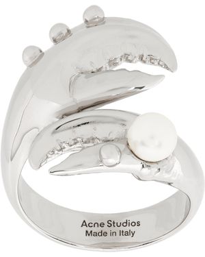 Acne Studios Bague Graphique Argentée - Métallisé